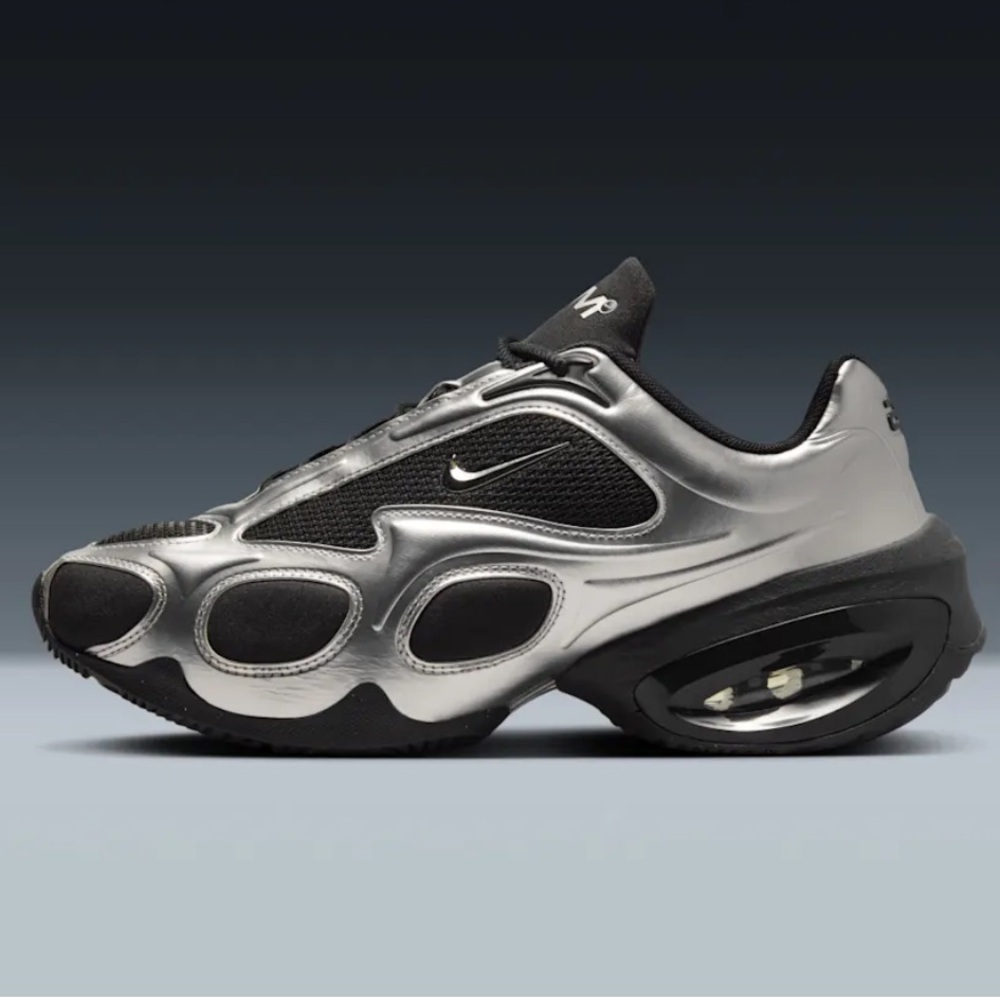 Women's NIKE AIR MUSE Metallic Silver Black Sneakers Sz 9